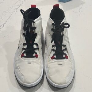 Jordan Jumpman White and Black High-Top Sneakers with Red Accents